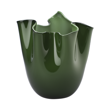 Vaso Fazzoletto Opalino Verde Mela, Lattimo interno  Verde Mela H. 24 cm. VENINI