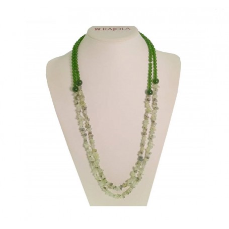 Collana lunga PRIMULA a 2 fili in giada verde e prehnite