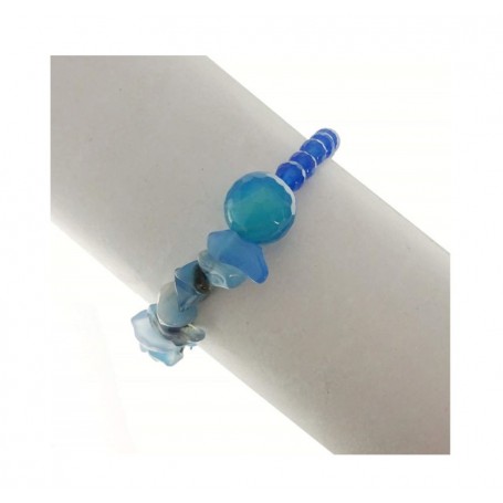 Bracciale PRIMULA a 1 filo in agata blu multicolor