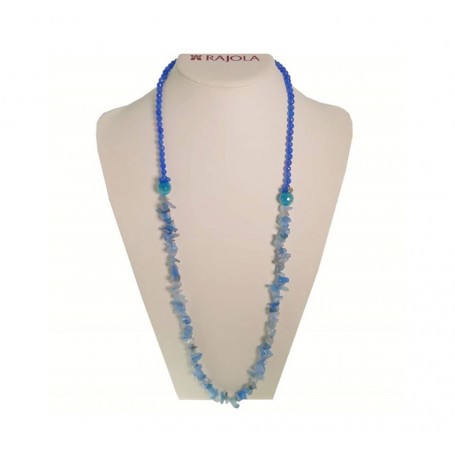 Collana lunga PRIMULA a 1 filo in agata blu multicolor