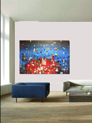 Quadro su tela cm. 110*75 Astratto quadrati azzurri - immagine 3