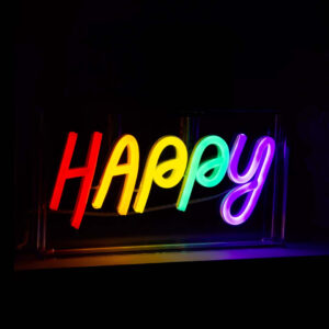 Insegna al neon con cornice in plexiglass , Decoro HAPPY - immagine 3