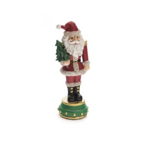 Schiaccianoci Babbo Natale con abete  in resina H. 30 cm.