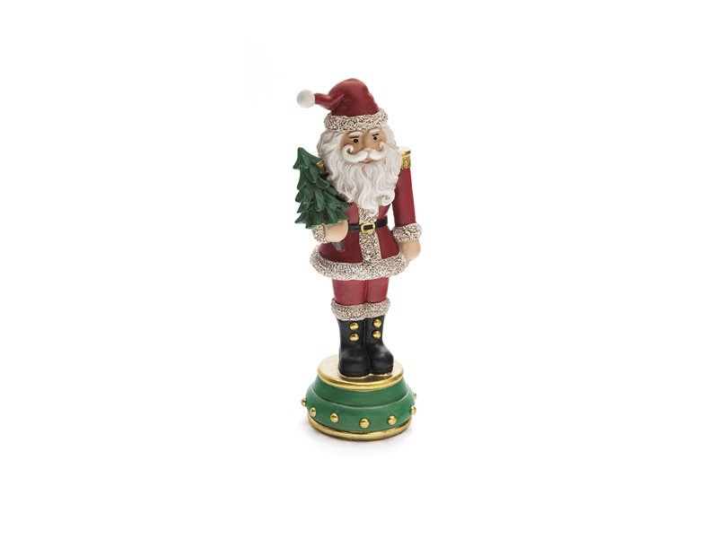 Schiaccianoci Babbo Natale con abete  in resina H. 30 cm.