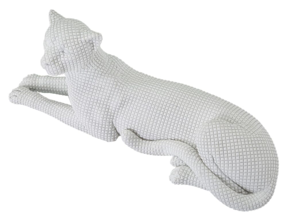 Scultura Leopardo in resina sdraiato H. 15,3 cm.