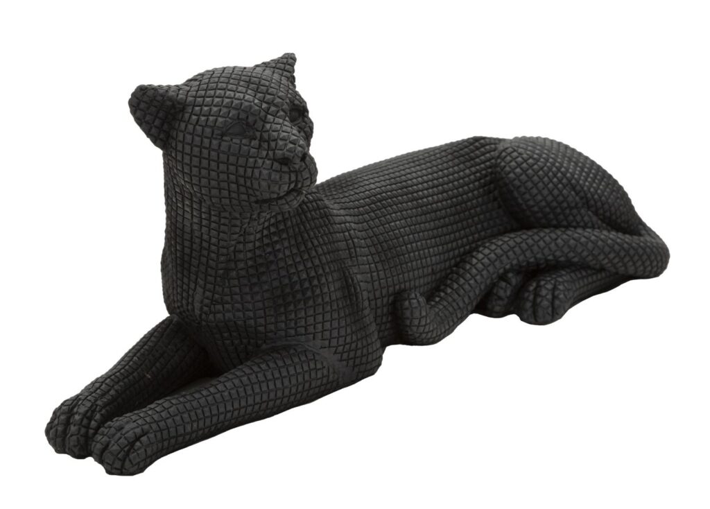 Scultura Leopardo in resina sdraiato H. 15,3 cm.