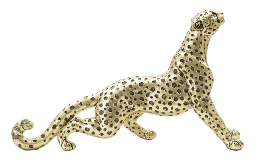 Scultura Leopardo Points in resina oro