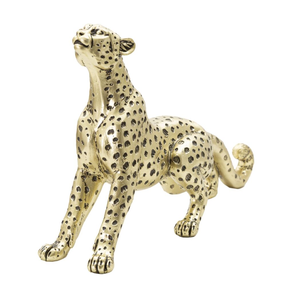 Scultura Leopardo Points in resina oro