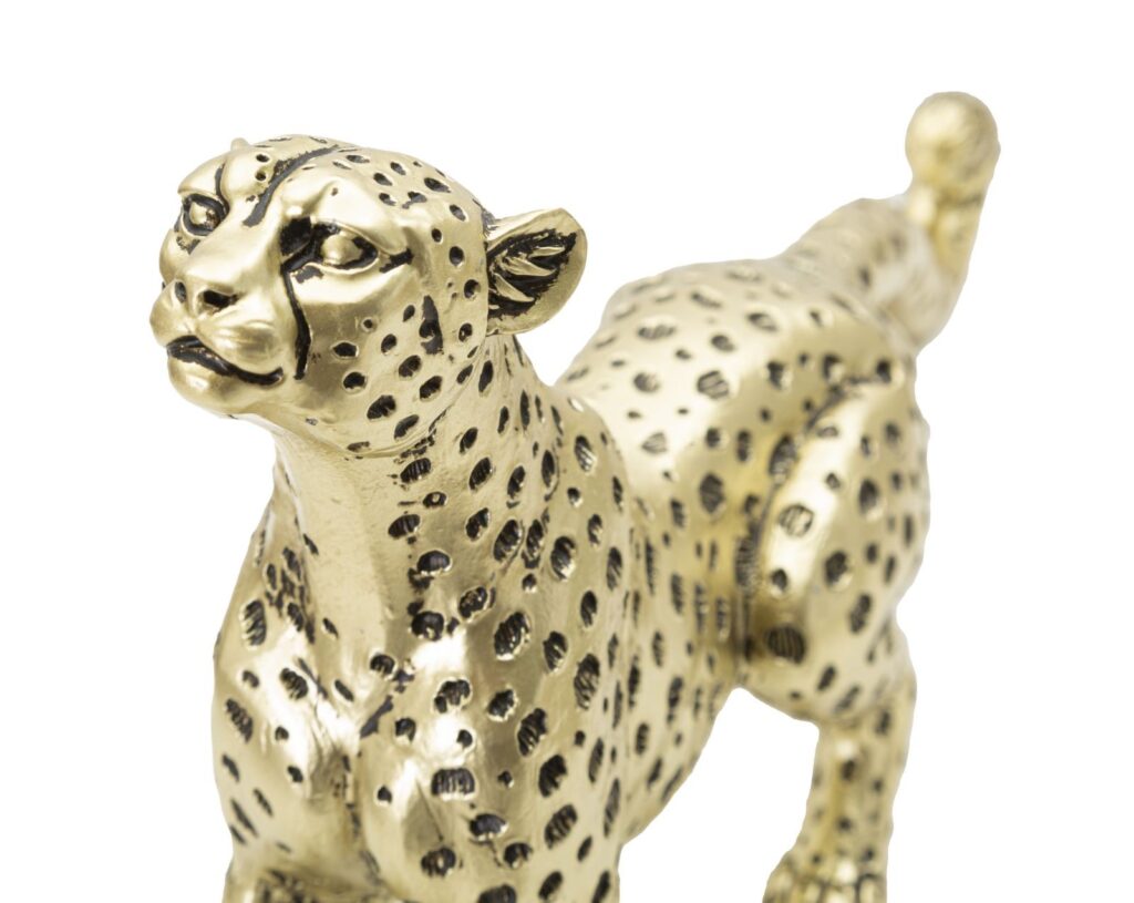 Scultura Leopardo Points in resina oro