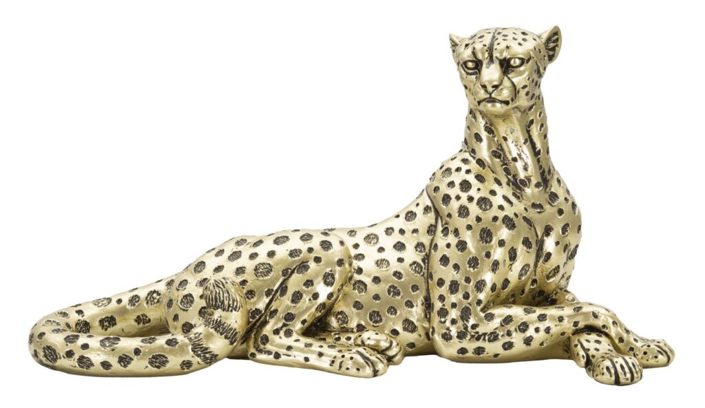 Scultura Leopardo Points in resina oro