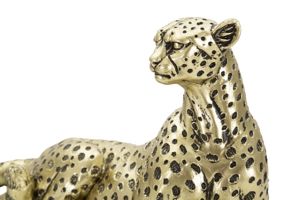 Scultura Leopardo Points in resina oro