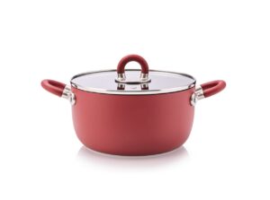 Casseruola 2 manici STEN Rossa con coperchio, in alluminio con rivest. antiaderente Quantanium Alessi