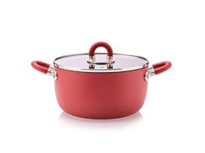 Casseruola 2 manici STEN Rossa con coperchio, in alluminio con rivest. antiaderente Quantanium Alessi