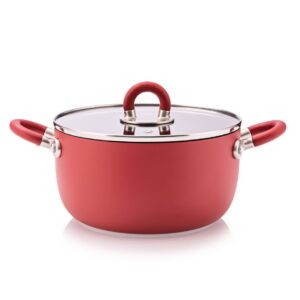 Casseruola 2 manici STEN Rossa con coperchio, in alluminio con rivest. antiaderente Quantanium Alessi