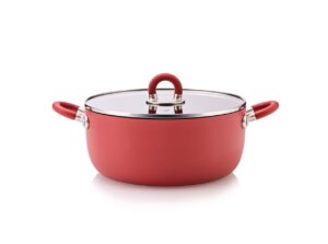 Casseruola 2 manici STEN Rossa con coperchio, in alluminio con rivest. antiaderente Quantanium Alessi