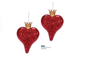 Set 2 palline CUORE in vetro soffiato, Collezione ORNAMENTS