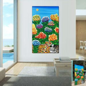 Quadro su tela cm. 60*80 FIORI E GIARA