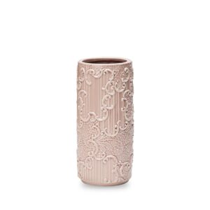 Vaso cilindrico in ceramica , Collezione DENTELLE Color ROSE'