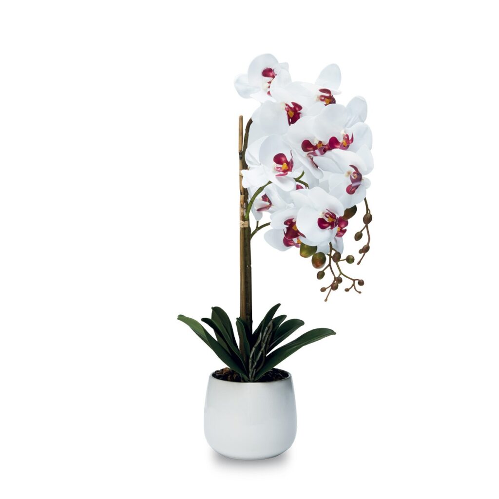 Pianta Orchidea 3 rami con vaso H.55 cm. , REAL TOUCH