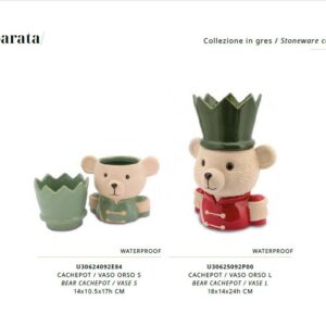 Portapiante in gres Orso Natale , Collezione LAPARATA