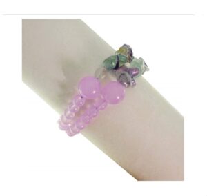 Bracciale PRIMULA a 2 fili in giada glicine e fluorite