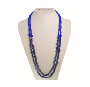 Collana lunga PRIMULA a 2 filI in giada blu e lapis