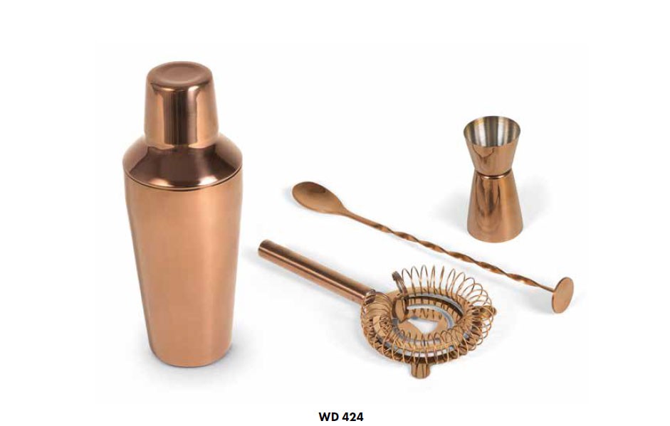 Set cocktail in acciaio inox 4 pz. Color rosegold