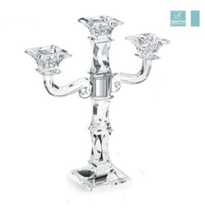 Candelabro in cristallo 3 fiamme H. 31 cm.