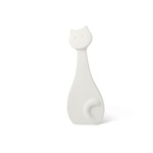 Gatto Stilizzato Mandolino  H.cm.34 Color Caolino, Linea Sette Ceramiche